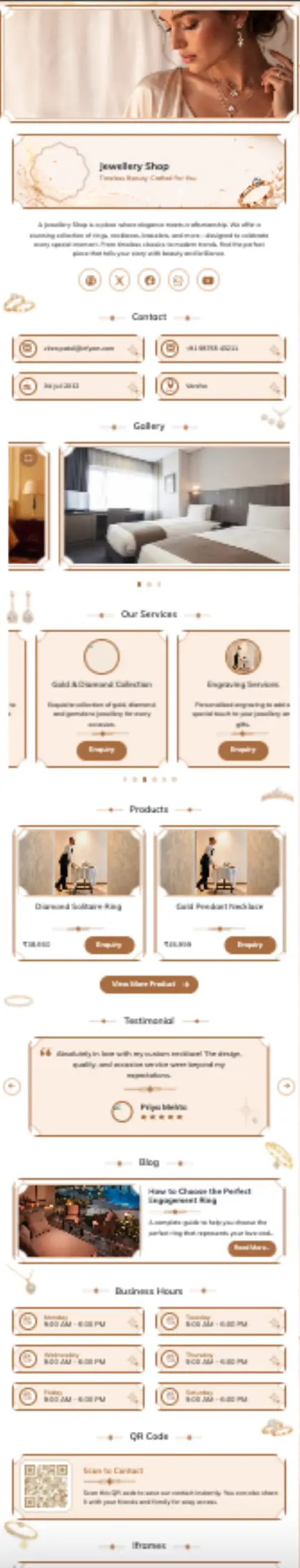 Jewellery vCard template preview