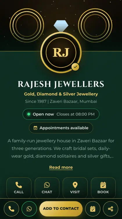 Royal Jewellery vCard template preview