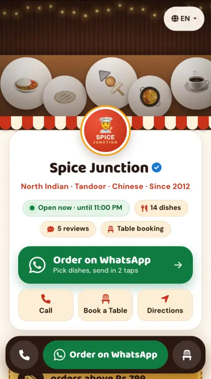 Restaurant & Cafe vCard template preview